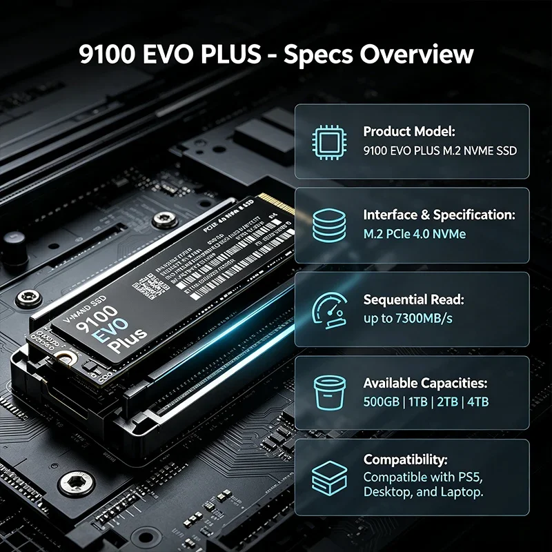 9100 EVO PLUS M.2 NVMe SSD：ゲーム - M.2 Nvme 4Tb Pcie 4.0 Ssd のレビューと価格